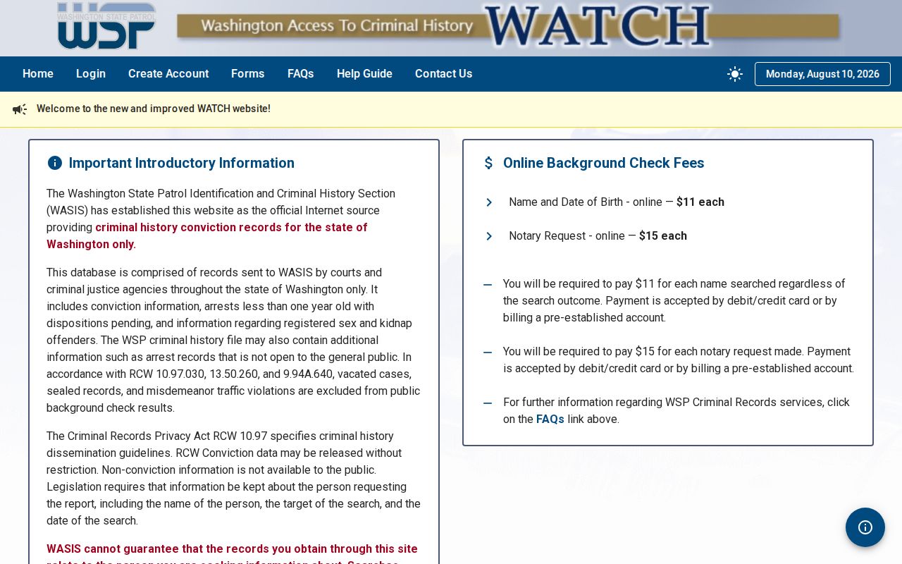 Clallam County arrest lookup through Washington State Patrol WATCH