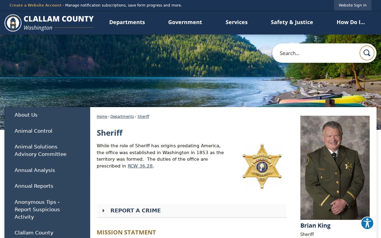 Clallam County arrest lookup at the Sheriff's Office page