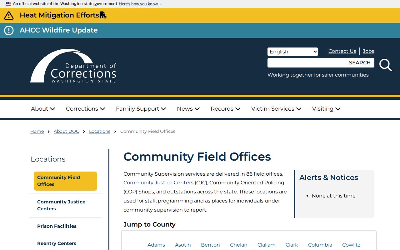 Clallam County criminal records DOC community field offices