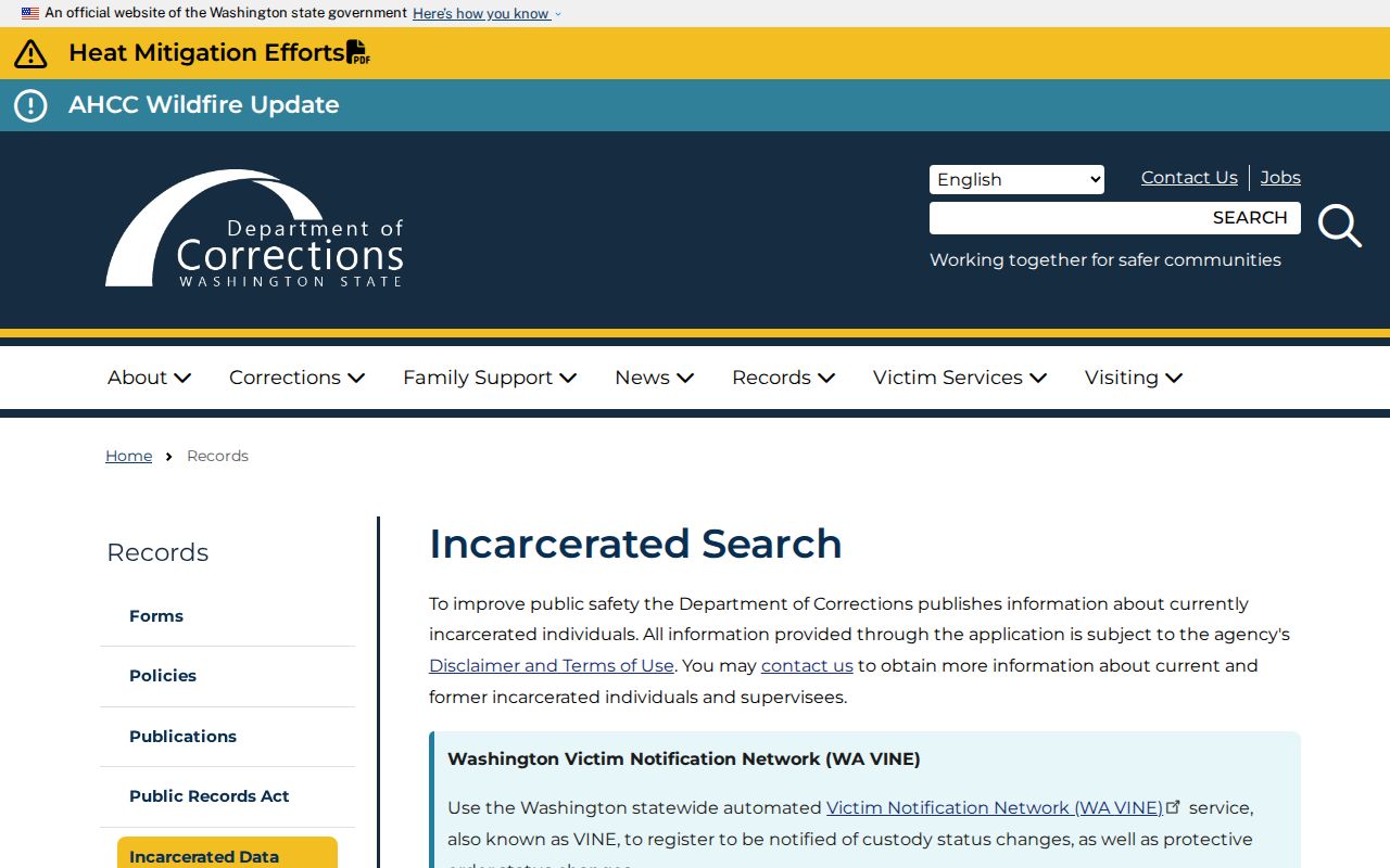 Clallam County criminal record Washington DOC custody search