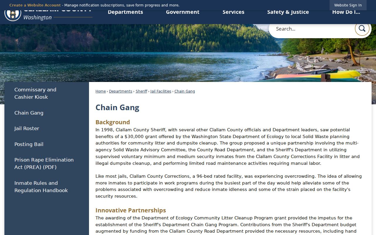 Clallam County jail record and correctional history