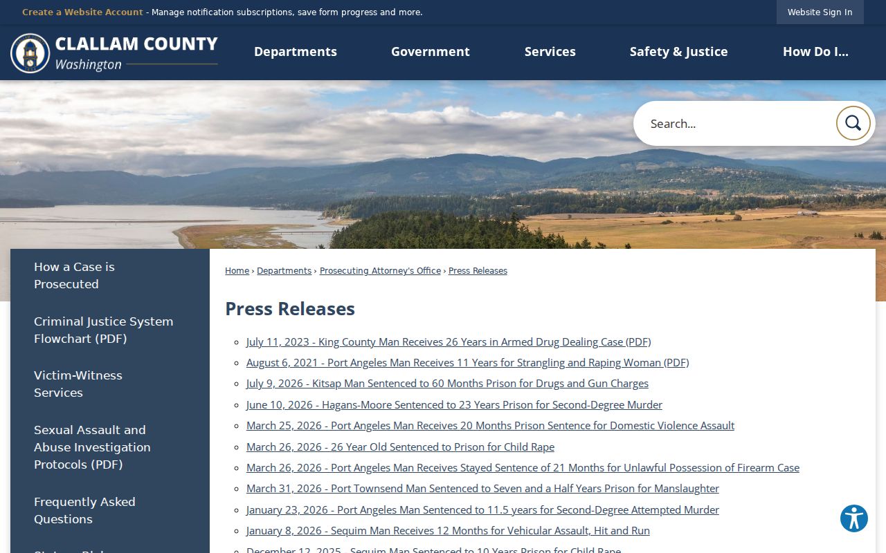 Clallam County criminal case record press archive