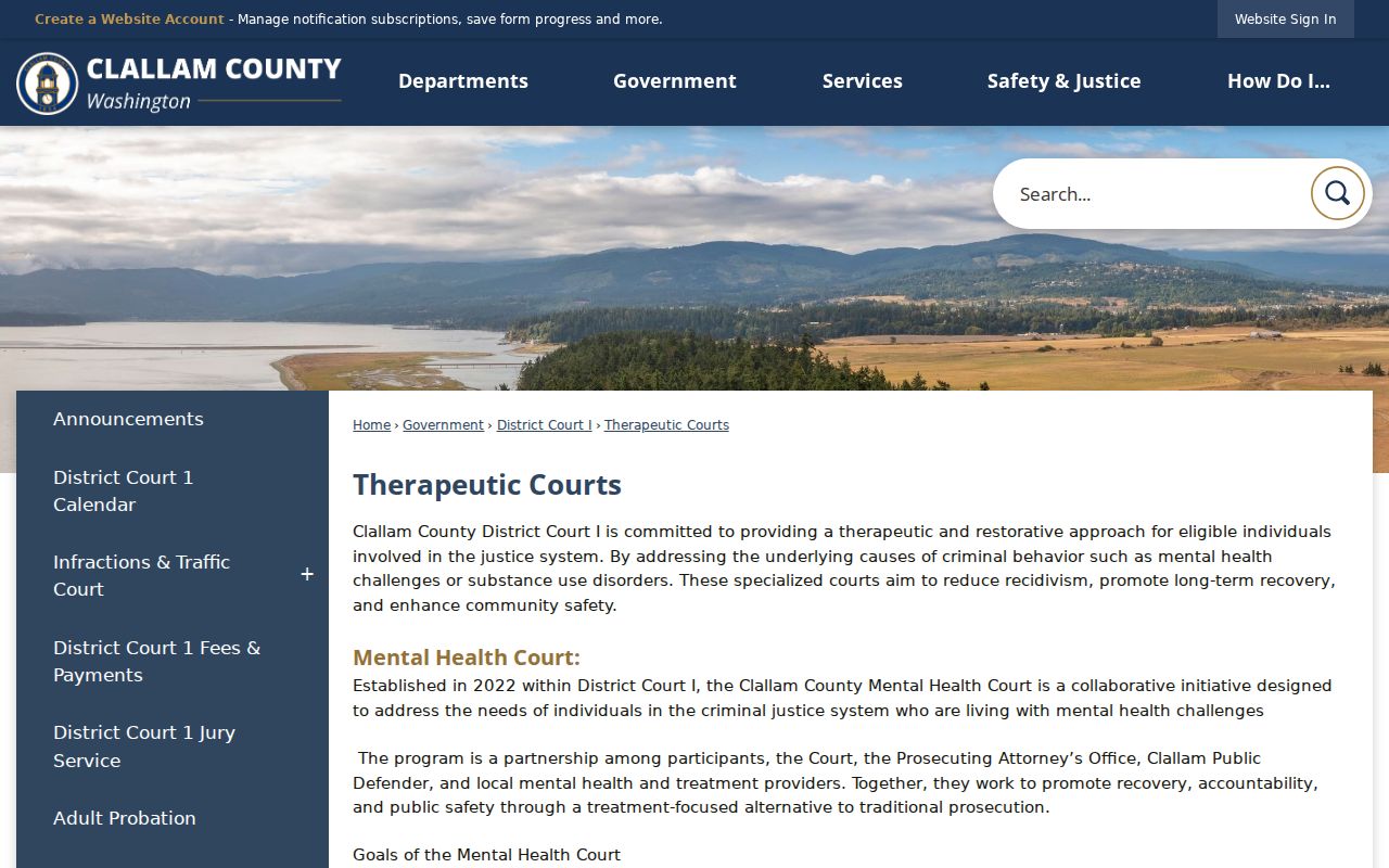 Clallam County criminal records Mental Health Court