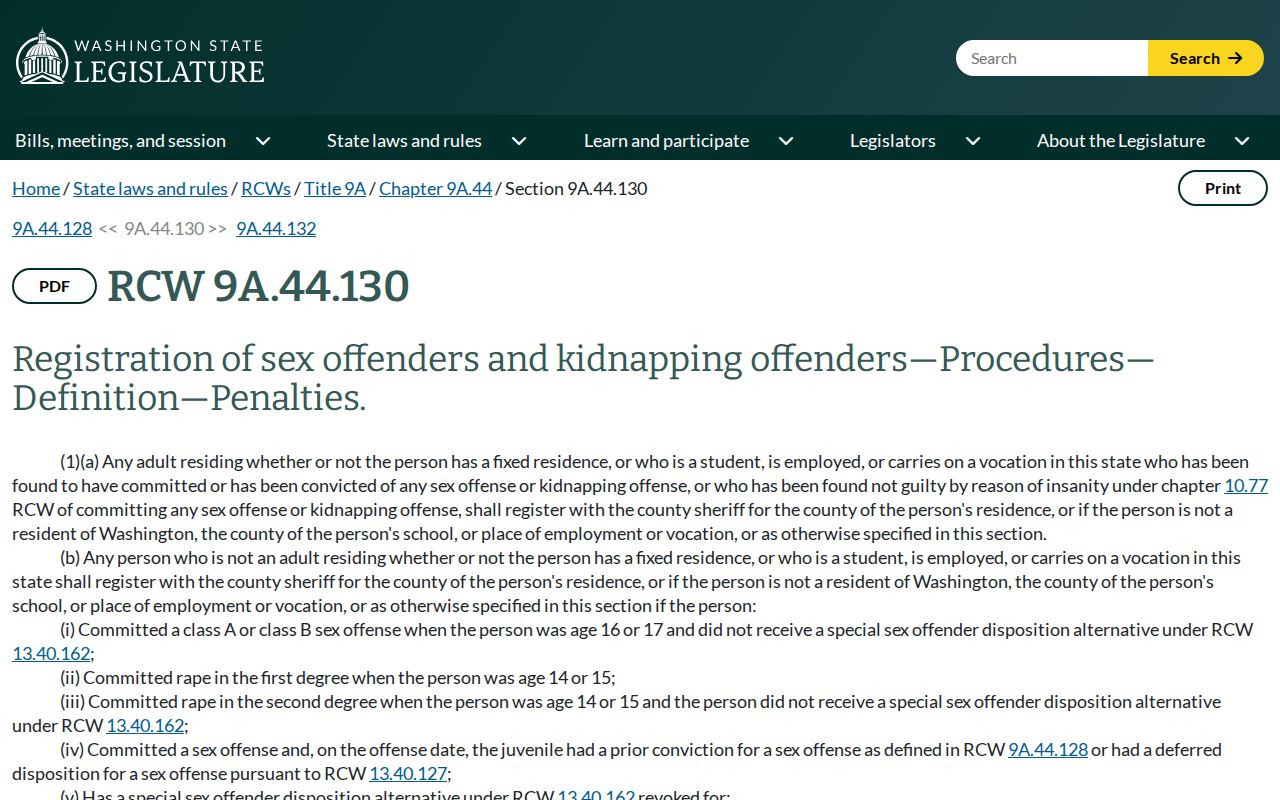 Clallam County sex offender search Washington registration requirements