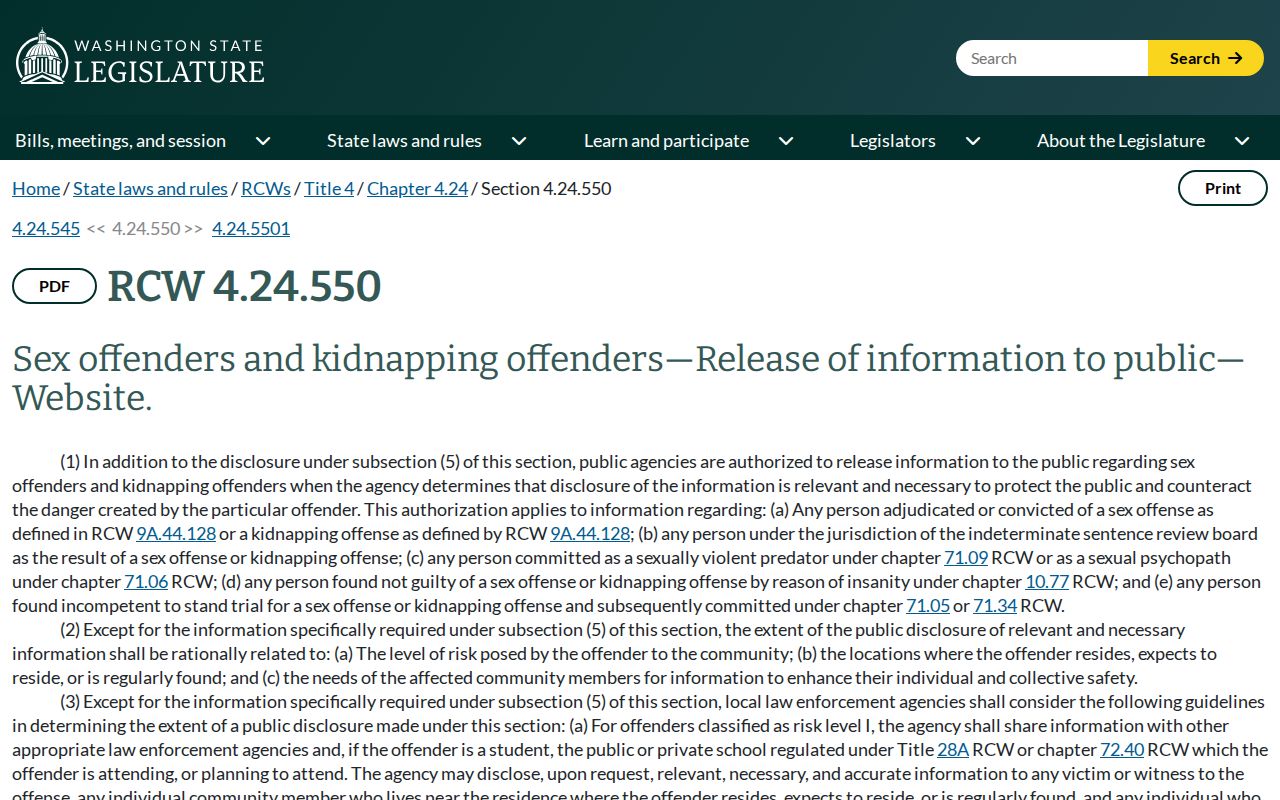Clallam County sex offender search community notification law